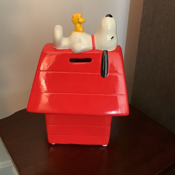 Peanuts-Snoopy & Woodstock Glass Bank-Like New - Picture 13 of 15